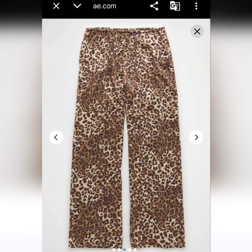 American Eagle Outfitters Leopard Print Wide Leg Pants - Brown - Picture 3 of 15